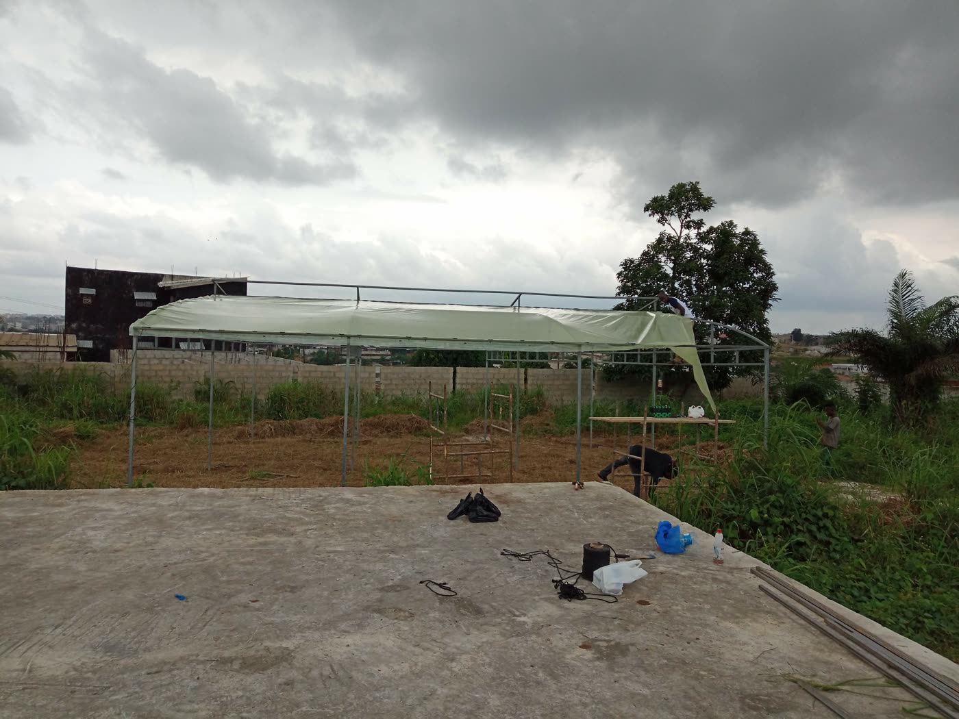 Serre acier d'environ 700 m² pour AgriFer, présentée au SARA 2019 (Serre Ivoire)
